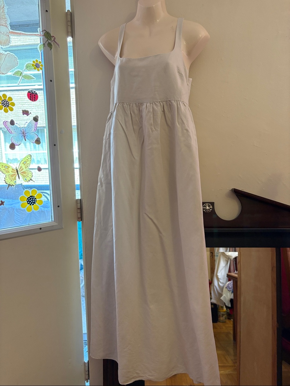 Zara Cream Square-Neck Maxi Dress